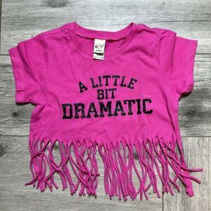 Kavio Infant Kids "A Little Bit Dramatic" Fringe Crop T-Shirt Pink Size 24M